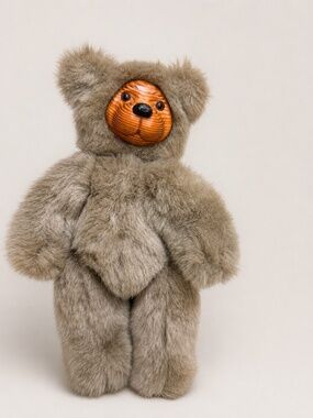 Vintage 1989 Robert Raikes Cookie Bear Wooden Face Plush 12" Jointed With Tag